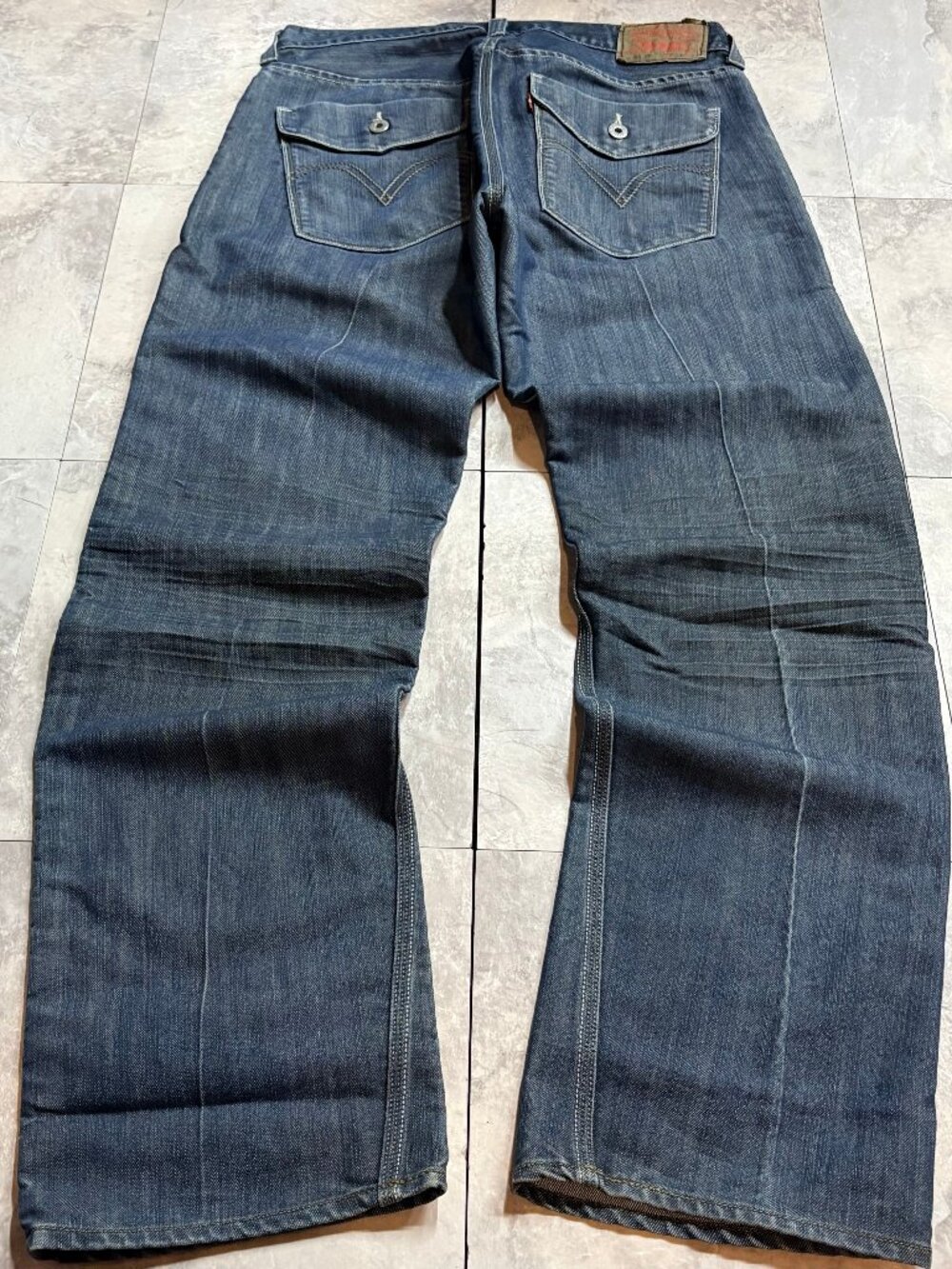 Levi's 514 Slim Straight Jeans Men's 34x32 Dark Indigo Flap Pocket Y2K